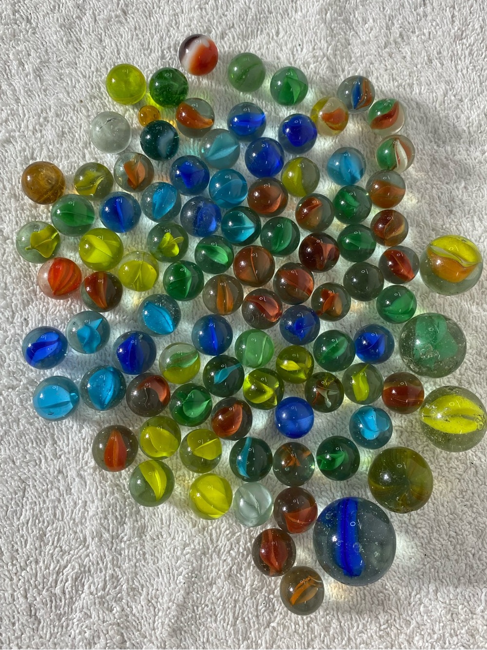 Vintage Marbles Lot 80+ Includes 4 Rare 6 Vane Multicolour Cat's Eyes & Shooters